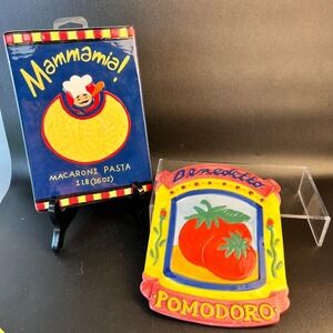 Vintage Boston Warehouse Trading Ceramic Benedetto Pomodoro Mamamia Trivet RARE